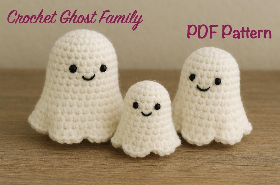 39 Ghost Crochet Patterns for Halloween: Spooky-Cute Amigurumi, Keychains, Bags, and Decor 25 Ghost Family Crochet Pattern Tutorial Halloween Decor