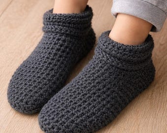 Easy Crochet Slippers Pattern PDF Tutorial Ankle height Women's Sizes