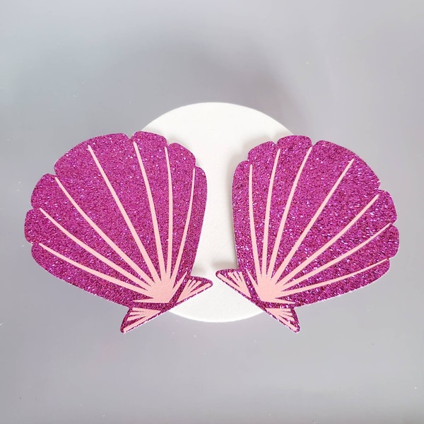 Rave Pasties - Mermaid / Shell / Glitter / Purple - For Rave Festival Club Outfit - Stick On Nipple Covers