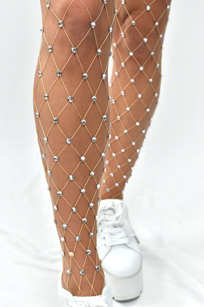 Rave Festival Tights Clear Round Crystal Rhinestones Etsy