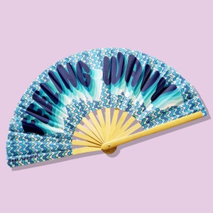 Rave Fan - Get Wavey - Large Festival Accessory for Raves, Pool Party, Photoshoot, Concert, Club, Trippy, Acid, Blue & Navy