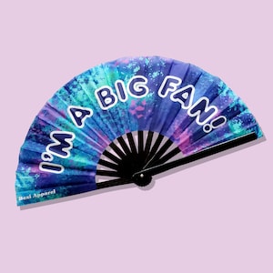 Rave Fan - I'm A Big Fan - Large Festival Accessory for Raves, Concert, Club, Party, Photoshoot , Purple & Navy, Funny