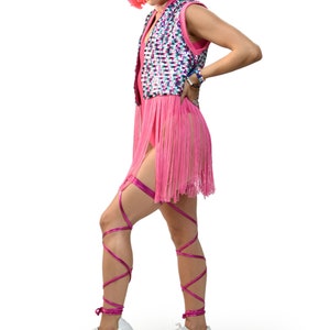 Sequin Fringe Vest Jacket - Pink or Aqua - Music Festival / Rave / Country / Western / Cowboy / Bachelorette / Sparkly / Rhinestone / Unique