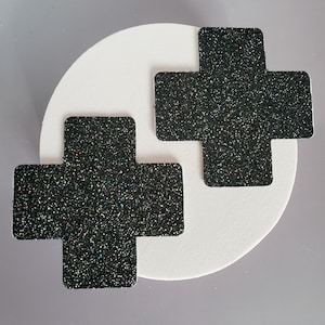 Rave Pasties - Black / Glitter / Cross / Sexy - For Rave Festival Club Outfit - Stick On Nipple Covers