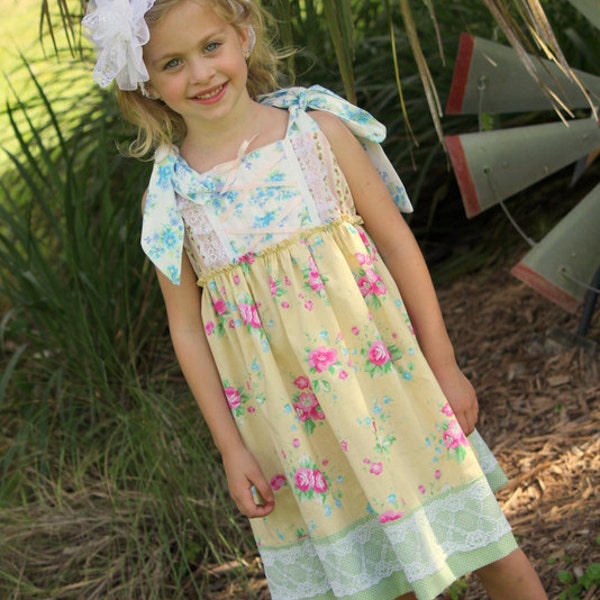 READY TO SHIP!  Girls/Toddlers Adorable, Whimsical   Spring Shabby Chic  Dress 12m,2T,3T,4T,,5T, 6T, 7,8