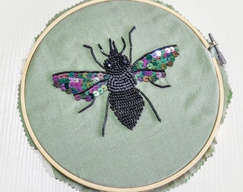 Kits de broderie Abeille tropicale DIY Tambour/Luneville OU Kit de broderie de perles