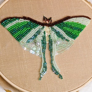 Luna Moth Embroidery Kits DIY Tambour/Luneville OR Beading Embroidery Kit