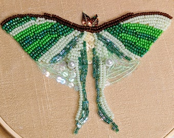 Luna Moth Embroidery Kits DIY Tambour/Luneville OR Beading Embroidery Kit