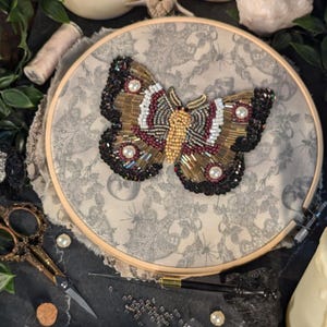 Moth Embroidery Kits DIY Tambour/Luneville OR Beading Embroidery Kit