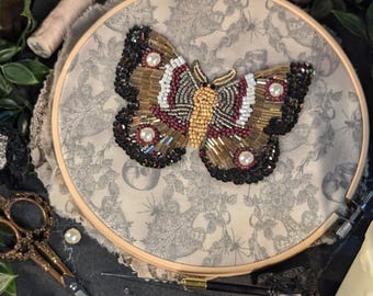 Moth Embroidery Kits DIY Tambour/Luneville OR Beading Embroidery Kit