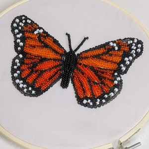 Monarch Butterfly Embroidery Kits DIY Tambour/Luneville OR Beading Embroidery Kit