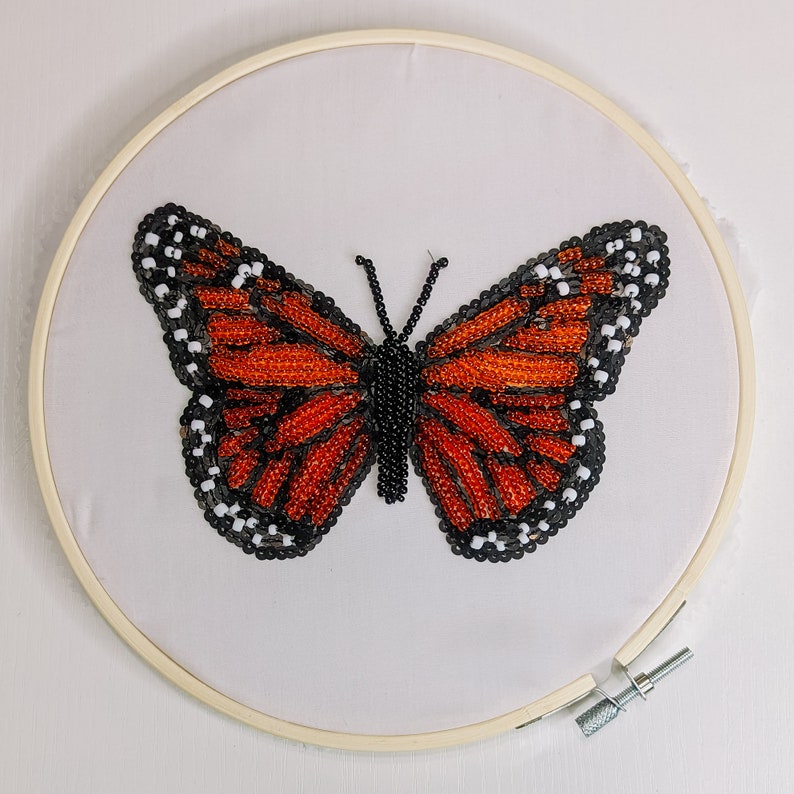 Tambour Embroidery Kit Monarch Butterfly for beginner DIY Luneville Embroidery kit image 6