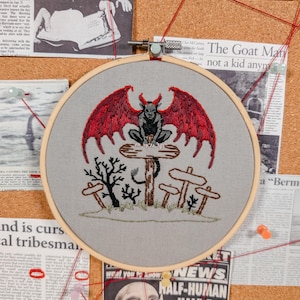 Broderikit med kryptidmönster från Jersey Devil