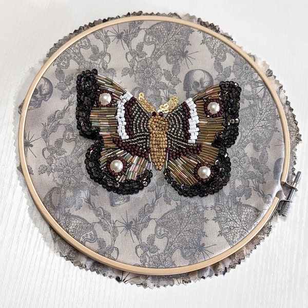 Tambour Embroidery Kit Moth for beginner DIY Luneville Embroidery kit