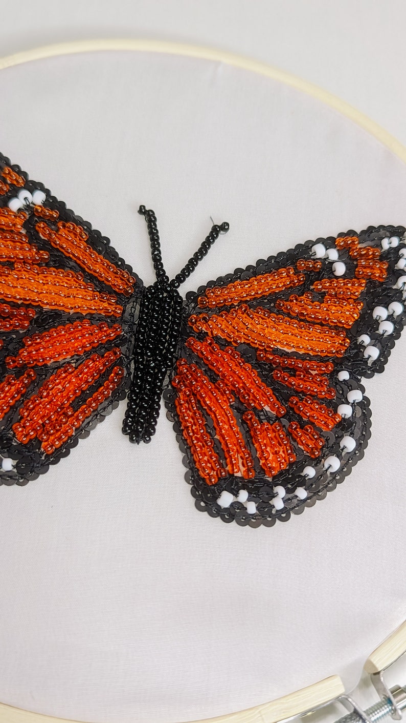 Tambour Embroidery Kit Monarch Butterfly for beginner DIY Luneville Embroidery kit image 8