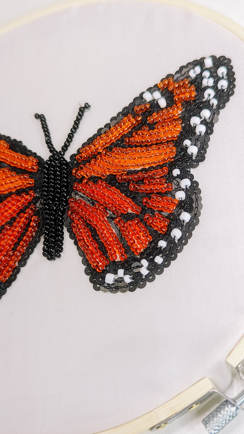 Tambour Embroidery Kit Monarch Butterfly for beginner DIY Luneville Embroidery kit image 7