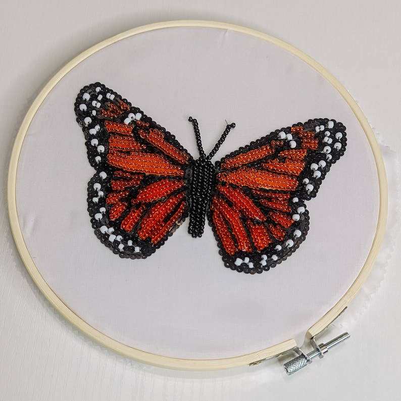 Tambour Embroidery Kit Monarch Butterfly for beginner DIY Luneville Embroidery kit image 2