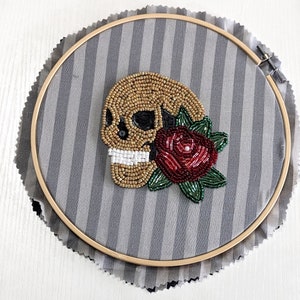 Skull and Rose Embroidery Kits DIY Tambour/Luneville OR Beading Embroidery Kit