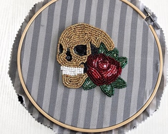 Skull and Rose Embroidery Kits DIY Tambour/Luneville OR Beading Embroidery Kit