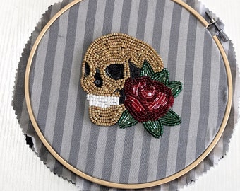 Tambour Embroidery Kit Skull and Rose for beginner DIY Luneville Embroidery kit