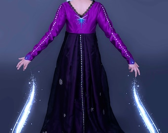 open lace back dress Disney Frozen Toddler Girl Elsa Flutter-sleeve Dress Light Purple