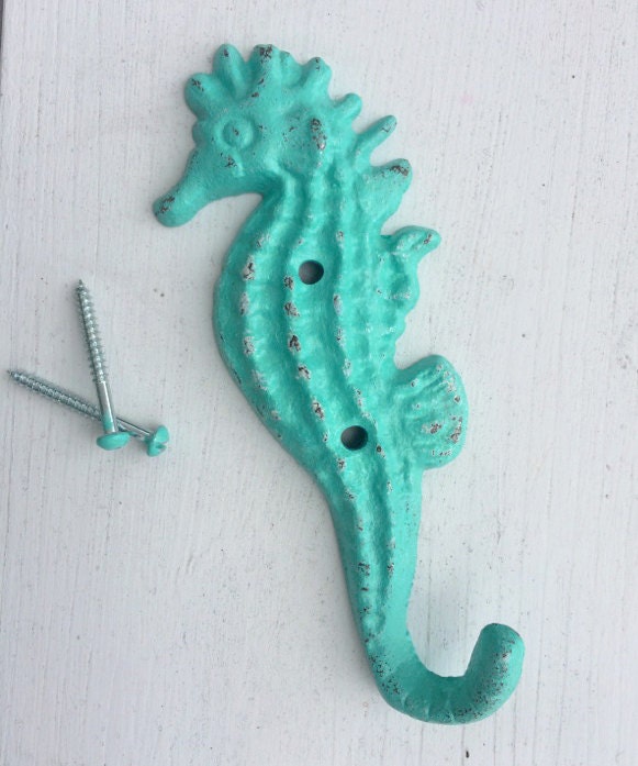 Distressed Seahorse Wall Hook / Robe Hook / Beach Bath Decor / Etsy
