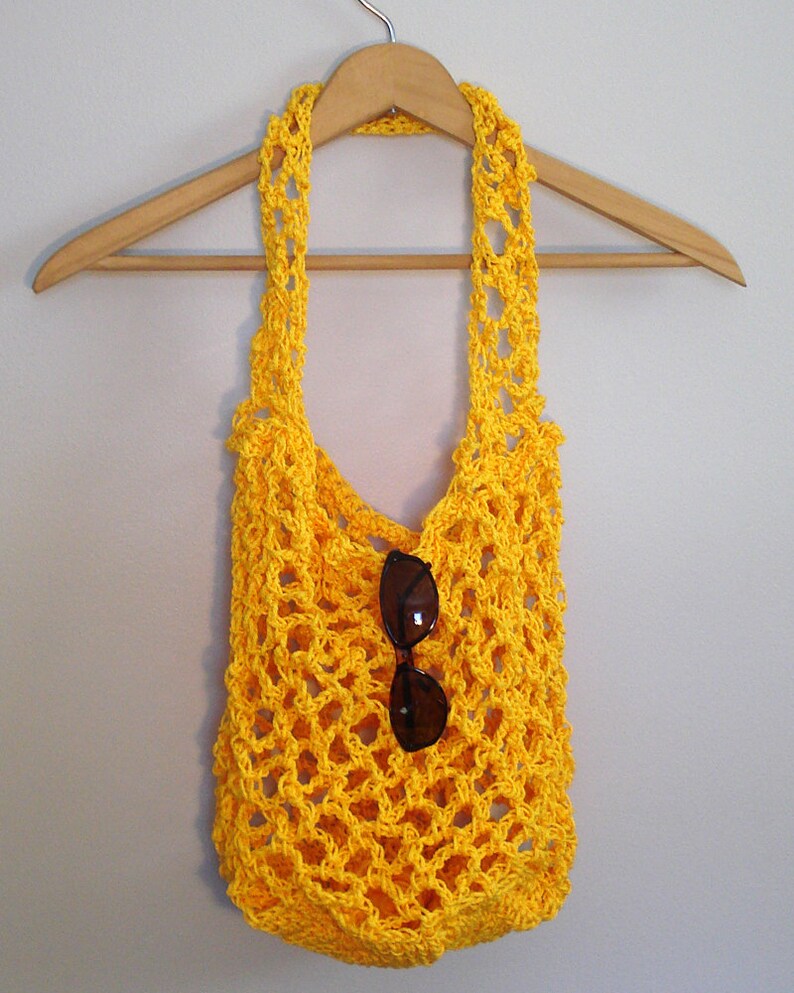 Yellow Mesh Beach Bag / Summer Beach Bag / Mesh Cord Bag / | Etsy