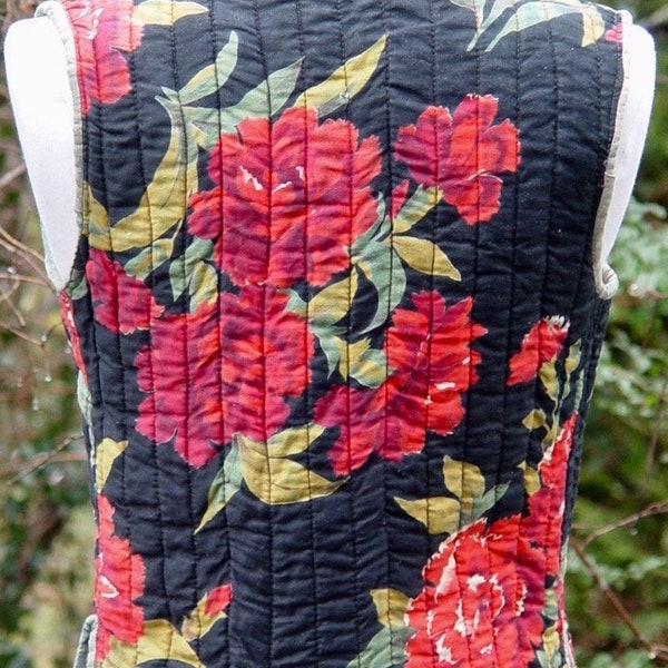 1960's Reversible Padded Quilted Vest ~ Beautiful on Both Sides ~  Small Size ~ Vivid Colors ~ Unusual ~ Rare ~ One of a Kind