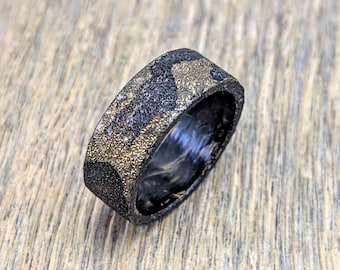 Anillo de hombre de latón arenado, anillo vikingo, anillo rústico, anillo de compromiso para hombres