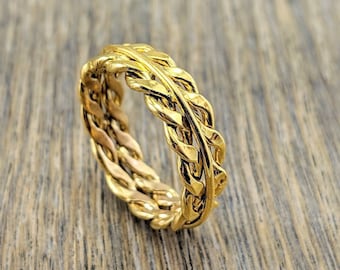 Anillo de boda de las mujeres única tamaño 7, banda de la boda trenzado, boda del anillo de oro, anillo de oro de las mujeres, banda de boda alternativa, anillo de las mujeres