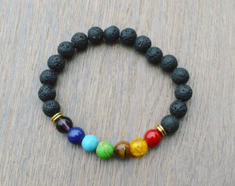 Pulsera Reiki, regalo de última hora, roca de lava, pulsera de yoga, pulsera de cuenta de lava, regalo de los hombres, regalo de novio, pulsera de aromaterapia
