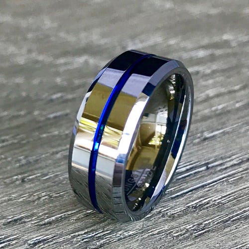 Mens Tungsten Wedding Band 8mm Tungsten Band Silver | Etsy