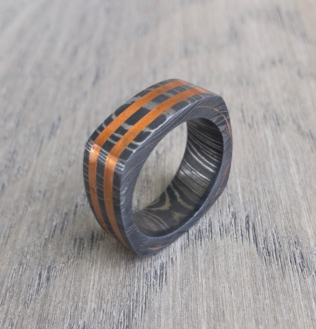 Custom Steel Rings Damascus Steel Ring, Copper, Custom, Made to Order, 6mm 8mm 10mm ...