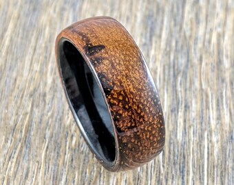 Anillo de madera de tungsteno, anillo de 8 mm, anillo de promesa, anillo de bodas de tungsteno, anillo de tungsteno, banda de tungsteno para hombres, anillo de tungsteno para hombres, banda de tungsteno