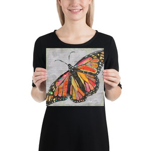 But What If I Fly A Bright, Colorful & Cheerful Monarch Butterfly Collage Fine Art Print for Bedrooms, Kids' Rooms, Nurseries and More. 10×10 inches