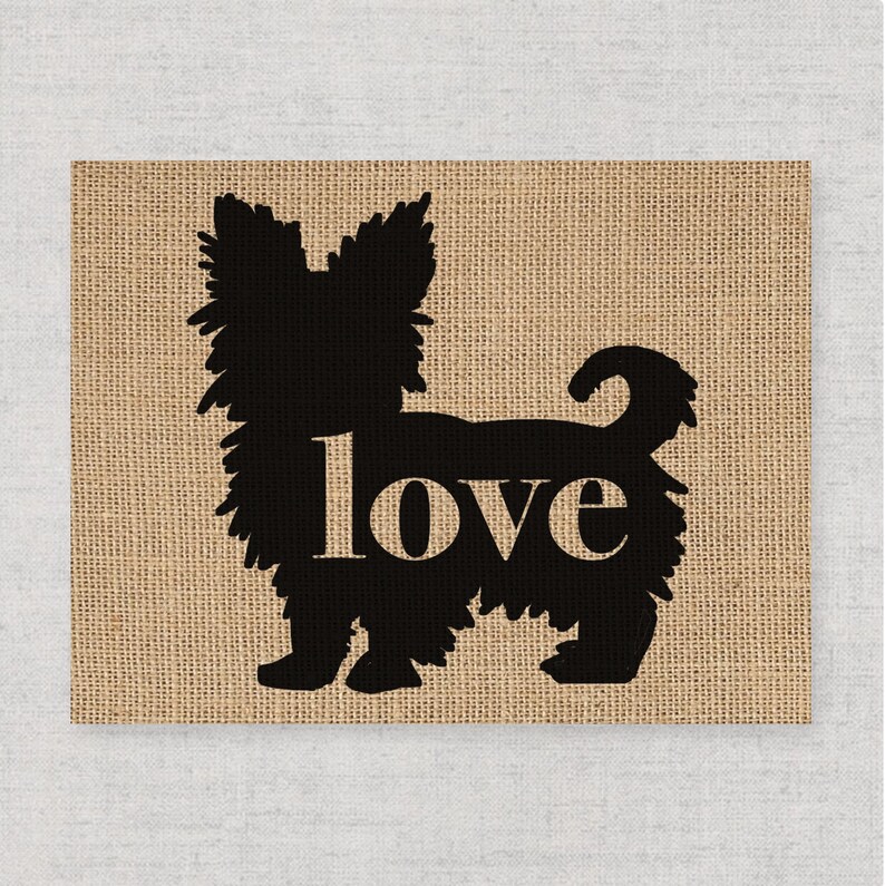 Yorkshire Terrier Yorkie With Short Hair Burlap Wall Art Etsy