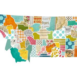 Montana (MT) Wall Art Decor Print / Poster - Un collage moderne et des techniques mixtes Style Home Decor State Map Wall Hanging (Non encadré)