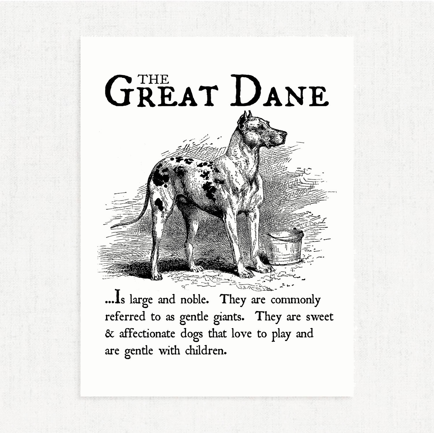 Great Dane Vintage Inspired Wall Art Home Decor Printable Etsy