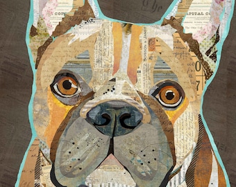 Franse Bulldog (Frenchie) - Een hond kunst collage muur opknoping voor kinderdagverblijven, kinderkamers, Frenchie Lover Gift (Gallery Wrapped Canvas Option)