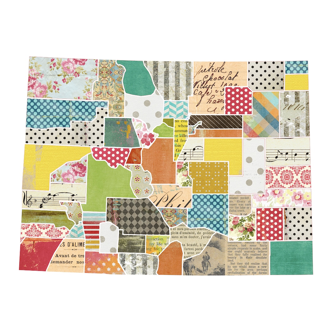 Colorado Quilted Collage Art – Unique CO Wall Hanging, Gallery Wrapped ...