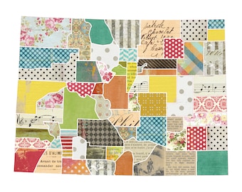 Colorado Quilted Collage Art – Unique CO Wall Hanging, Gallery Wrapped Canvas