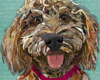 Labradoodle / Goldendoodle - Een hond kunst collage muur opknoping voor kinderdagverblijven, kinderkamers, Doodle Lover Gift (Gallery Wrapped Canvas Option)