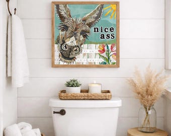 Funny Donkey Collage Print | Cheeky Bathroom Humor Wall Art (Digital Download)