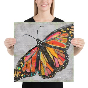 But What If I Fly A Bright, Colorful & Cheerful Monarch Butterfly Collage Fine Art Print for Bedrooms, Kids' Rooms, Nurseries and More. 18×18 inches