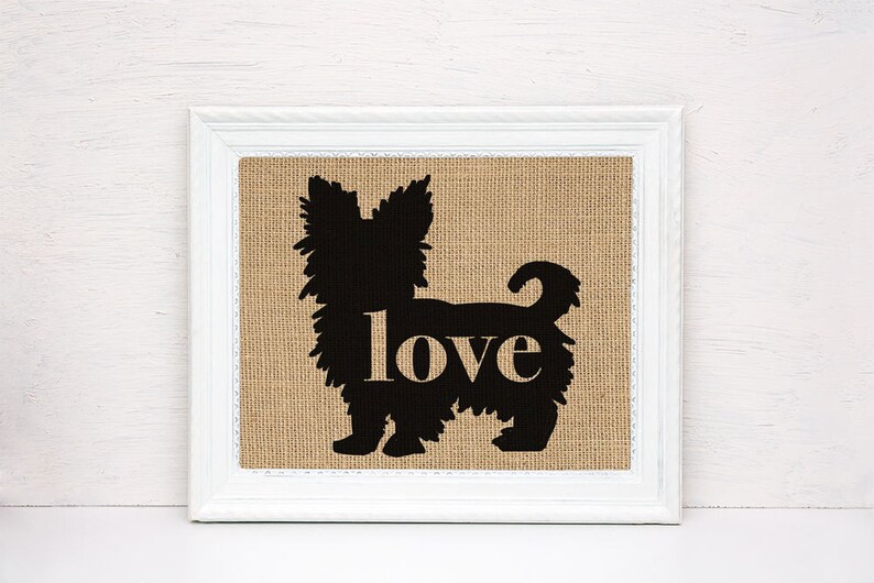 Yorkshire Terrier Yorkie With Short Hair Burlap Wall Art Etsy