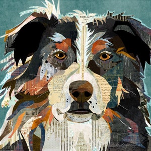 Australian Shepherd / Aussie Collage Art - Vintage and Rustic Style Dog Breed Wall Decor Print / Poster for Nurseries, Kids Rooms