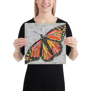 But What If I Fly A Bright, Colorful & Cheerful Monarch Butterfly Collage Fine Art Print for Bedrooms, Kids' Rooms, Nurseries and More. 12×12 inches