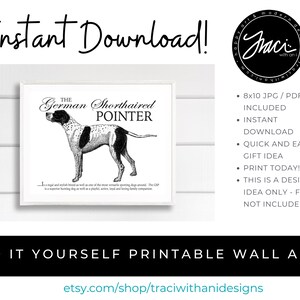 German Shorthaired Pointer (gsp) - Retro Inspired Typography Wall Art & Home Decor Print Vintage Style INSTANT DIGITAL DOWNLOAD gift