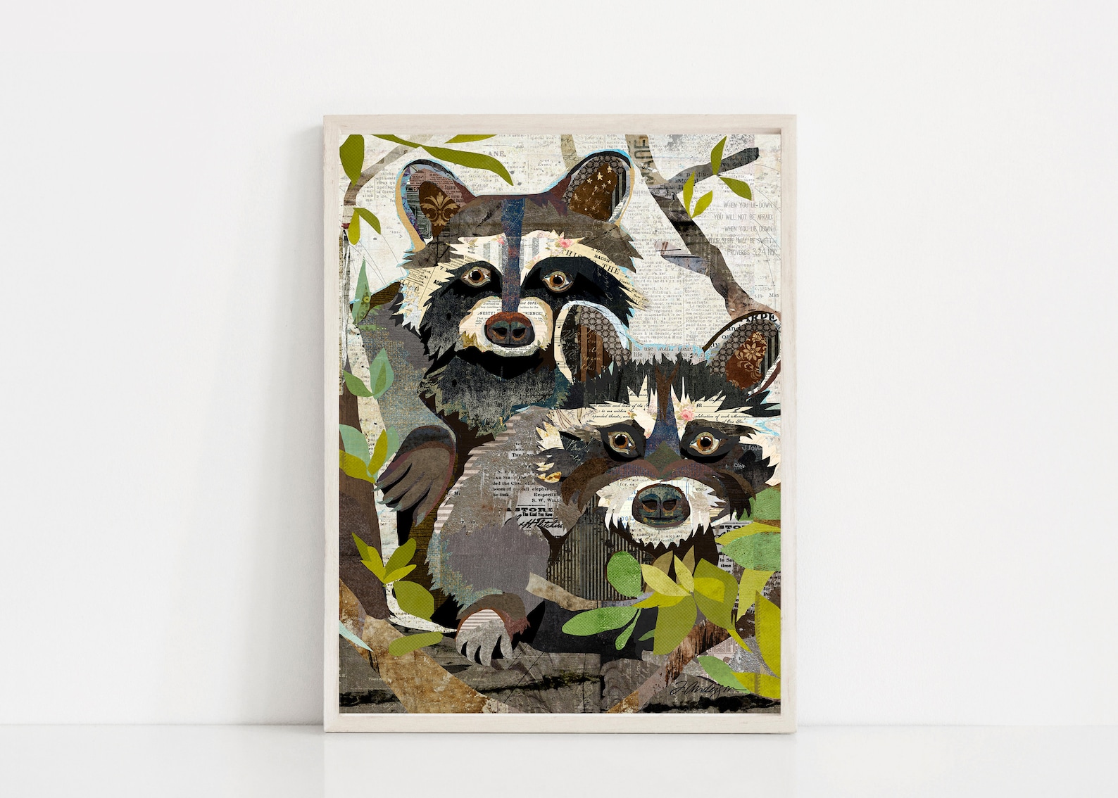 Whimsical Raccoon Collage Art A Rustic & Vintage Style Wall - Etsy
