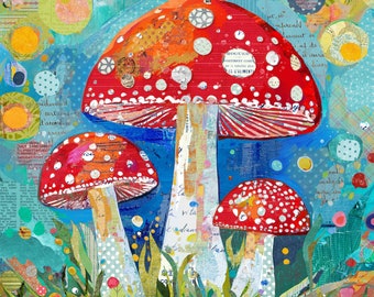 Whimsical Mushroom Canvas Print – Fairy Garden Kids Room Wall Art
